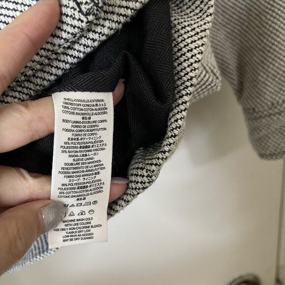 FREE PEOPLE oversized herringbone tweed black white double breasted pea coat XS - Picture 5 of 6